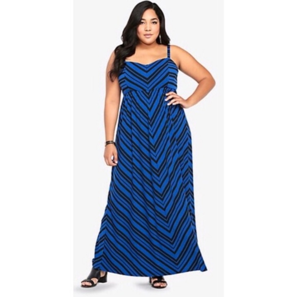 Torrid black and blue striped maxi dress 1X